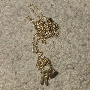 R Initial & Heart Pendant Necklace